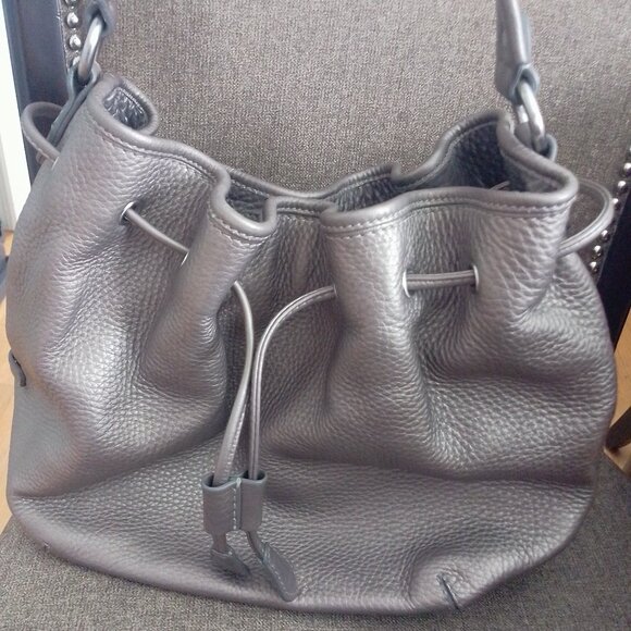 Cole Haan Pebbled Leather Drawstring Shoulder Bag Purse - Picture 1 of 7